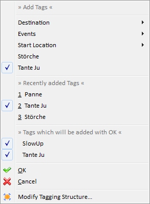 add tags context menu